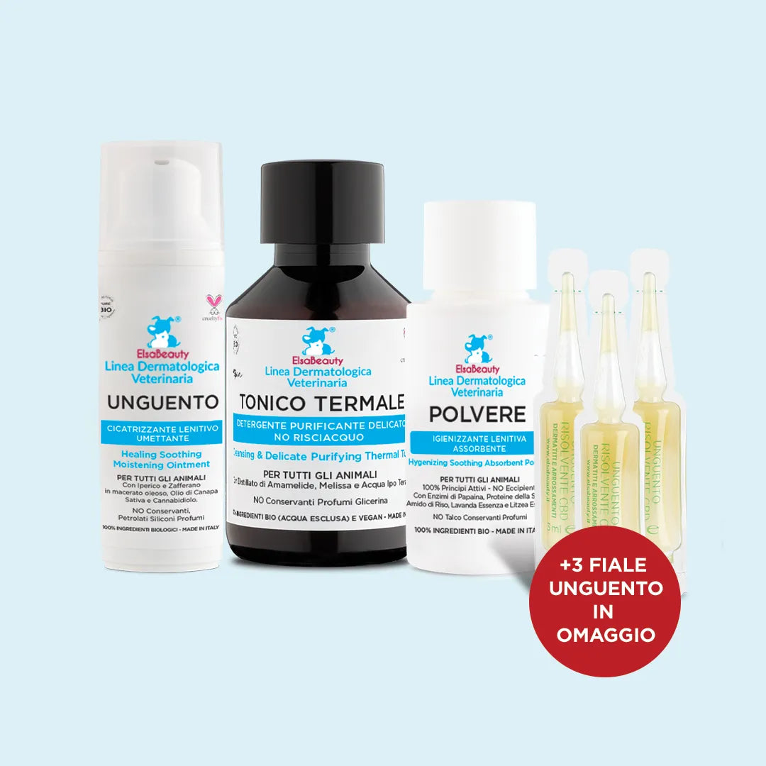 Elsabeauty Prodotti per la cura della pelle degli animali cani e gatti. Dermatite cani e gatti 
