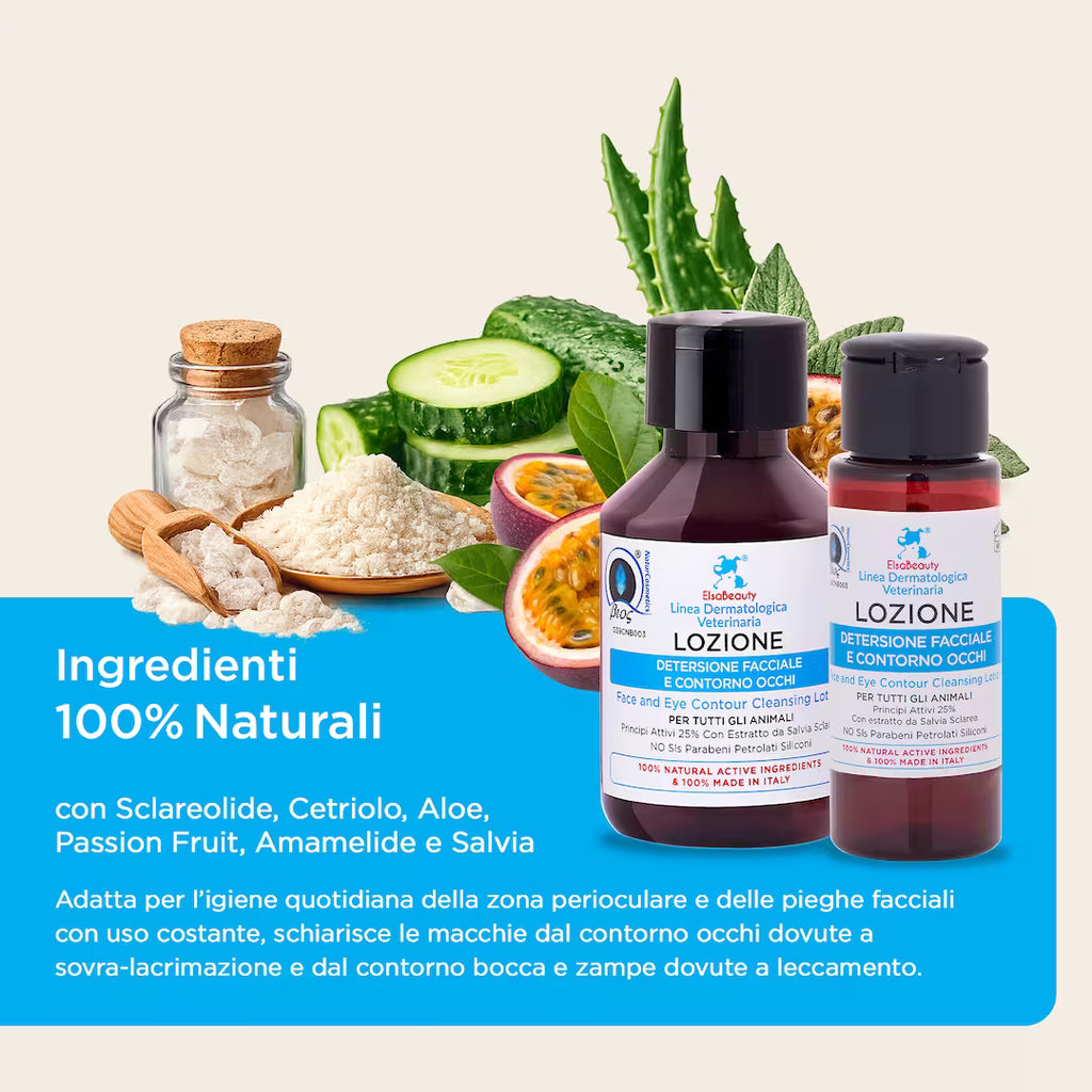 Ingredienti naturali della Lozione Detergente Facciale con Salvia Sclarea, Amamelide e Aloe Vera
