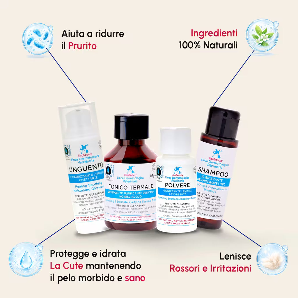 KIT Dermatite ElsaBeauty per cane e gatto con prodotti naturali per cute irritata e sensibile