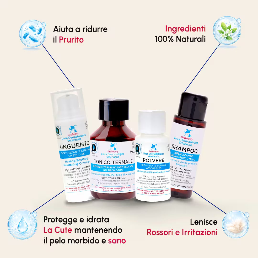 KIT Dermatite ElsaBeauty per cane e gatto con prodotti naturali per cute irritata e sensibile