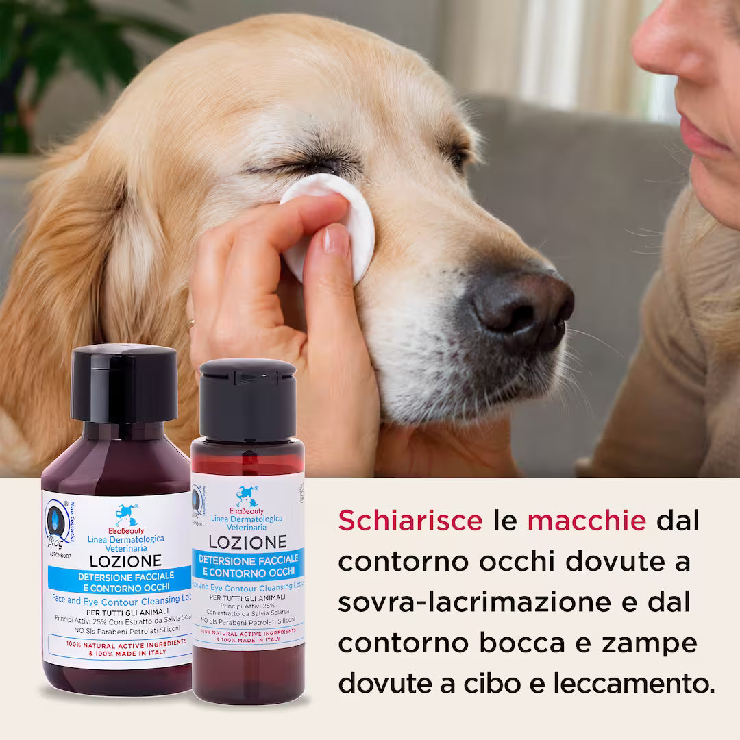 Applicazione della Lozione Detergente Facciale per la pulizia quotidiana di occhi e muso di cane e gatto
