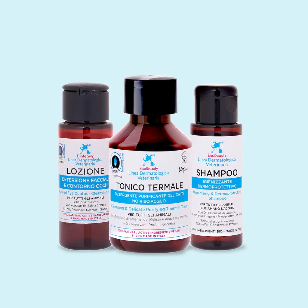 KIT IGIENE QUOTIDIANA E MANTENIMENTO CUTE SANA - shampoo tonico lozione - ElsaBeauty prodotti per cane e gatto
