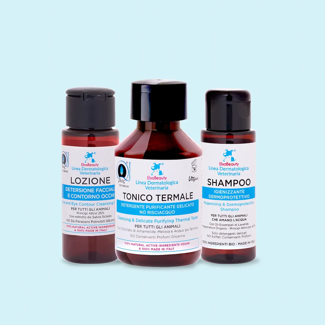 KIT IGIENE QUOTIDIANA E MANTENIMENTO CUTE SANA - shampoo tonico lozione - ElsaBeauty prodotti per cane e gatto