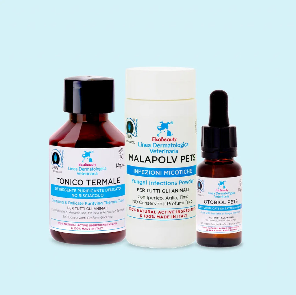 KIT OTITE E MALASSEZIA ORECCHIE - tonico malapolv otobiol - ElsaBeauty prodotti per cane e gatto