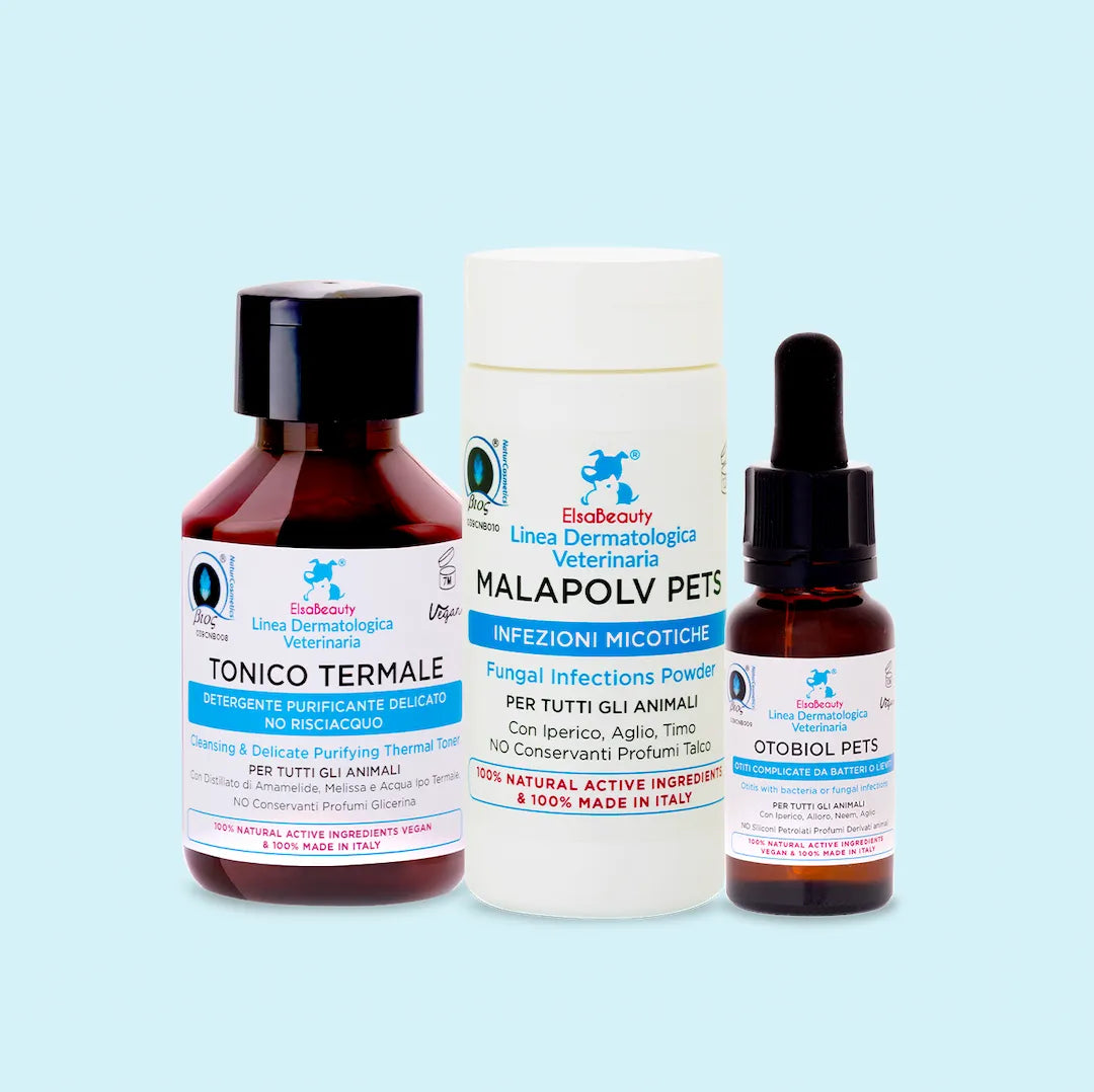 KIT OTITE E MALASSEZIA ORECCHIE - tonico malapolv otobiol - ElsaBeauty prodotti per cane e gatto